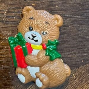 Christmas teddy bear pin